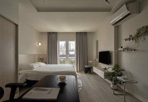 cho thuê căn hộ 1pn tách bếp trên đường lớn nguyễn thái bình