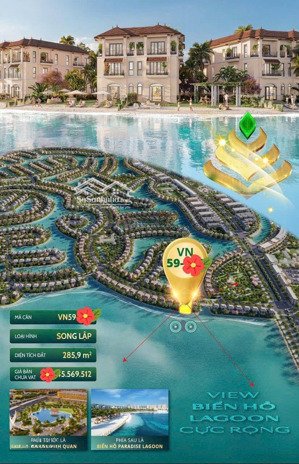 hoa hậu song lập góc mặt biển lagoon 20m, chỉ 118 tr/m2, view trực diện tháp 108 tầng hướng biển