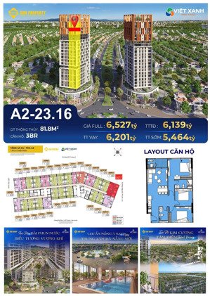 a2-23.16 căn 3pn đẹp nhất tầng cao | cora tower tháp a2