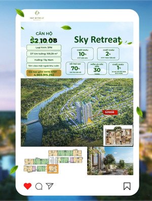 căn hộ sky retreat - duy nhất căn 3pn trực tiếp cđt - giá rẻ ngang căn 2pn. lh xem vị trí thực tế