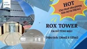 độc quyền cực hiếm! cho thuê 137m2 văn phòng hạng b + mới 100% - 136 hồ tùng mậu