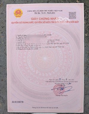 bán đất 90m2 tại hồ chí minh, quang trung, ngọc lặc, thanh hóa, 180 triệu