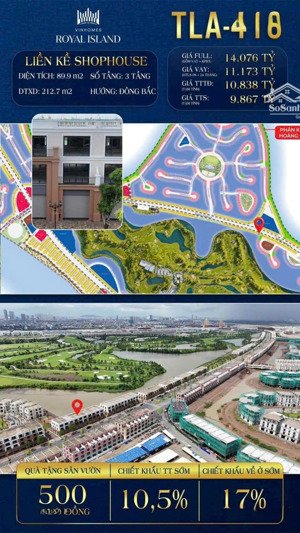 shophouse 3 tầng hiếm tại golf land, vinhomes royal island