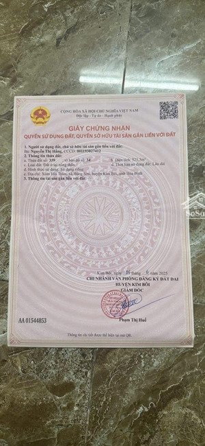 cần bán lô đất tại kim bôi hoà bình. 521m2 sẵn nhà cấp 4, mt gần 18m giá chỉ 2,5 tỷ. trục chính,kd