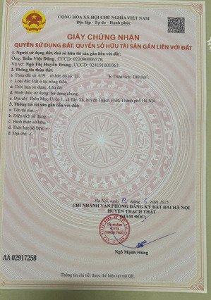 đừng bỏ lỡ lô đất vàng tại tân xã, thạch thất