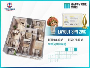 hot!! căn góc 3pn happy one mori view sân golf sông bé 27 lỗ chỉ 3,298 tỷ, thanh toán linh hoạt
