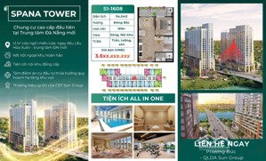 duy nhất trên thị trường mã căn siêu hiếm s1 - 1608 dự án spana tower. bank hỗ trợ vay 75%