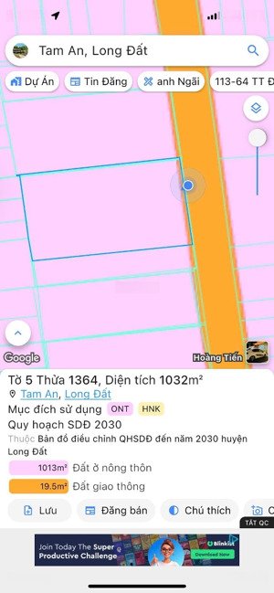 mặt tiền đường số 8 tam phước cũ bay giờ bây giờ thuộc xã long điền - hcm dt 1032 m2 23x43 m