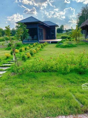 nhà vườn nghỉ dưỡng 670m2 sẵn 200tc, mặt tiền đường nhựa 16m, chỉ 500tr shr bình phước