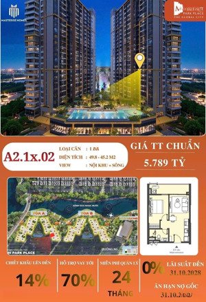 hot! duy nhất căn hộ 1pn - 5,7 tỷ view trực diện hồ bơi, view sông