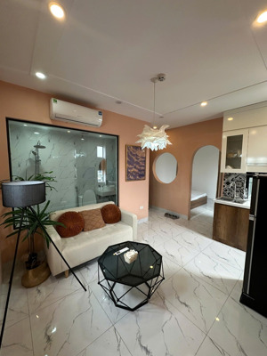 cho thuê căn hộ dịch vụ hồ tây studio & 1 ngủ decor cam san hô đẹp xuất sắc full đồ