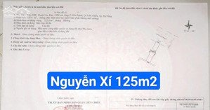 mặt tiền đường 7m5 nguyễn xí, cách lý thái tông 30m. s= 125m2 giá: 6.95 tỷ