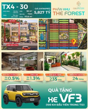 với 637 triệu sở hữu biệt thự nhà vườn palvillas 90m2 vinhomes green city + xe vf3 full pin