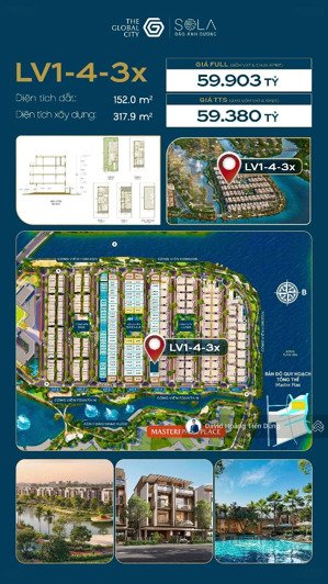 biệt thự song lập bán đảo sola the global city - giá chỉ 58 tỷ full all in - giá tốt nhất gđ 1