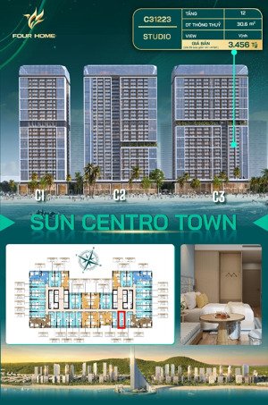 quỹ căn studio siêu đẹp dự án sun centro town