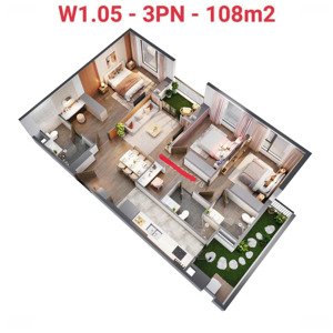 cần bán 3 pn tòa w1 109m2 - view trọn hồ khu liền kề - thiết kế thoáng - hỗ trợ khách vay ngân hàng