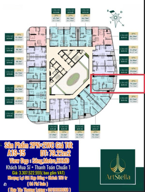 chủ nhượng lại căn 2pn-2wc art stella giá tốt, view cực đẹp chính metro, sông thanh toán chuẩn 10%