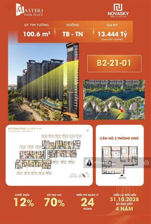 căn 3 pn view nội khu_ct05_masteri park place tại the global city