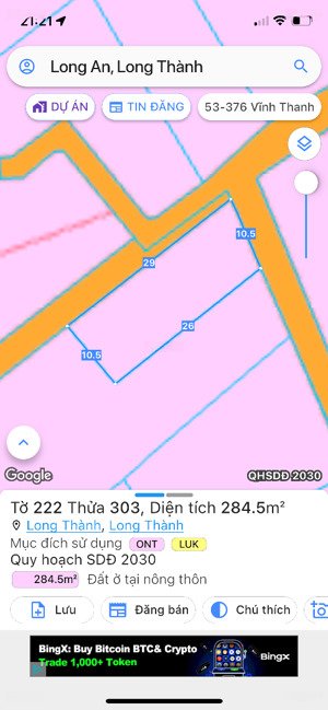 cần bán lô đất 2 mặt tiền dt: 284m2 thổ cư + sổ riêng khu dân cư thái lạc