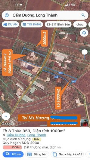 bán đất mặt tiền đường 6m, xã cẩm đường, gần cổng sân bay long thành