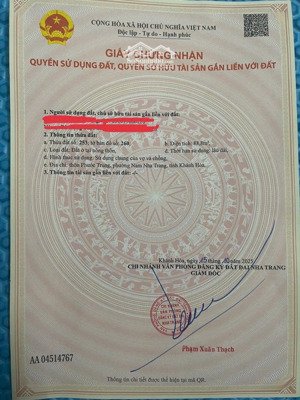 cần bán lô đất thôn phước tân, hẻm hoàng minh thảo thông qua trăm trứng, phường nam nha trang