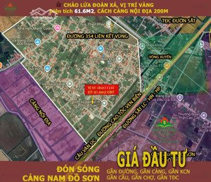 lô đất đầu tư hiếm đoàn xá, kiến thụy, hải phòng. diện tích: 62m² khoảng 1 tỷ còn sót lại rất ít