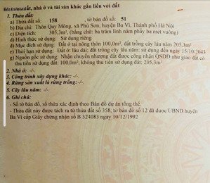 chỉ 1 tỷ xx sở hữu ngay lô đất siêu đẹp tại vật lại ba vì, hà nội