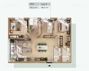 galia 3pn 91m2 view trung tâm hn, công viên yên sở, trừ thẳng 1 tỷ 380 vào giá bán ch trên hdmb