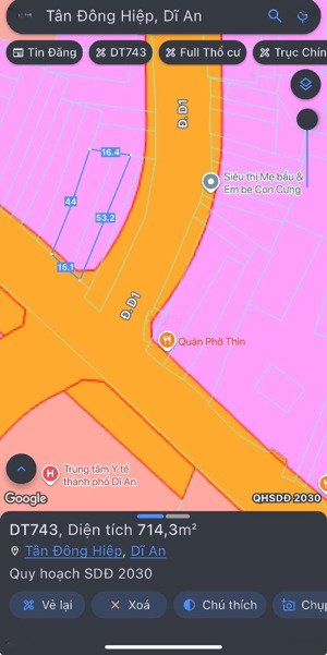 siêu phẩm - mặt tiền dt743b đối diện trung tâm y tế dĩ an - giá ngộp dt: 715m2 ngang 15m