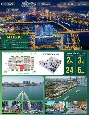 căn hộ m1.16.10 meridian - diện tích 73,05m2 - 2 phòng ngủ - giá 5,3 tỷ