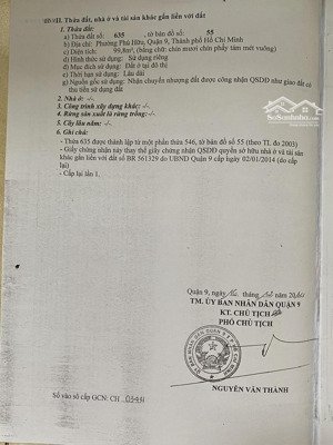 bán nền đất 99.8m2 thổ cư hẻm 5m 39 gò cát phường phú hữu quận 9