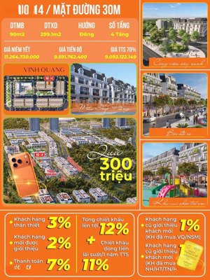 bán gấp liền kề hoàng huy new city, đỗ mười, thủy nguyên, hải phòng, 9,1 tỷ, 90m2