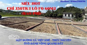 chỉ 350tr sở hữu lô f0 diện tích 60m2 full thổ cư( bao phí)