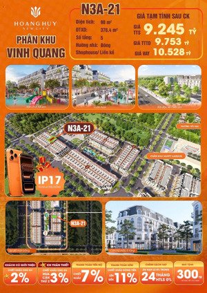 bán shophouse 90m2, 9,245 tỷ tại hoàng huy new city, dương quan, thủy nguyên, hải phòng