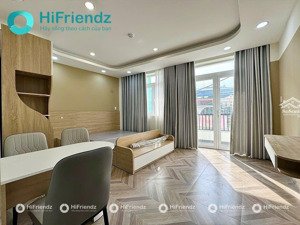 căn hộ 1 phòng ngủ tách bếp bancol máy giặt riêng - full nội thất- đối diện vlu, hầm xe - thang máy