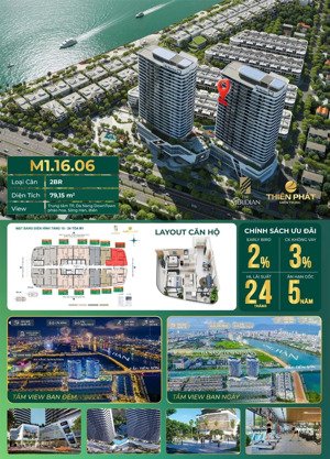 căn hộ 2pn góc the meridian panorama đà nẵng downtown, pháo hoa & ngã ba sông