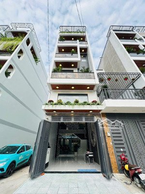 nhà mới xây 5 tầng, hẻm nhựa 6m xe tải tránh, dt: 4,50 x 24,50m