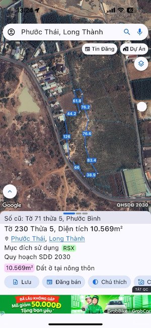 duy nhất lô đất vị trí đẹp 10.569m2 xã phước thái huyện long thành, đồng nai. giá chỉ 11tr/m2