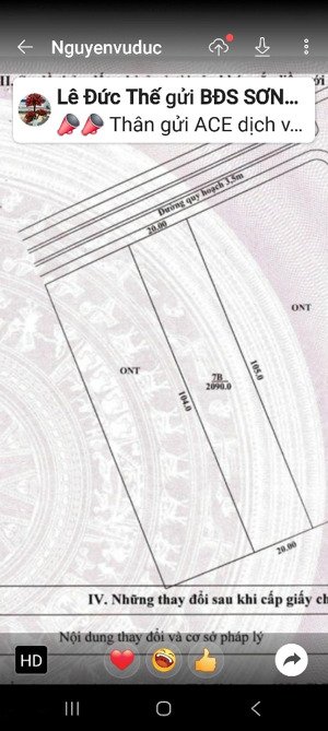 tôi cần bán lô đất biệt thự nhà vườn 2090m2, xã hòa ninh, thành phố đà nẵng