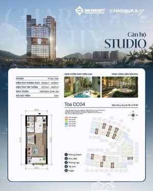 bán căn sudio c25 view nội khu toà the charm giá 2.1 tỷ , căn 1pn riêng biệt giá 2.7 tỷ 090138388