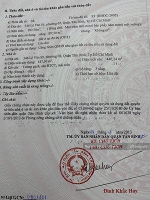 bán gấp mt 346 lê văn sỹ, phường 2, quận tân bình,dtích: 4mx40m kc 3 tầng giá 32 tỷ