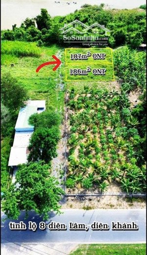 2 lô diên lâm full thổ cư, diên lâm, ngay sát tỉnh lộ 8. cách tttp nha trang 20 phút