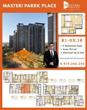 độc quyền | căn hộ 2pn giá tốt nhất masteri park place (ct5) the global city