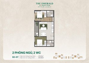 bán căn hộ chung cư tại the emerald garden view, 2,345 tỷ, 67m2, 2pn, 2wc, giá ưu đãi