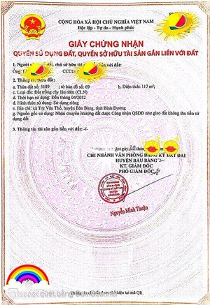 hot! bán đất tại ấp 4, xã trừ văn thố, bàu bàng, bình dương, 117m2, 750 triệu, 60m2 thổ cư