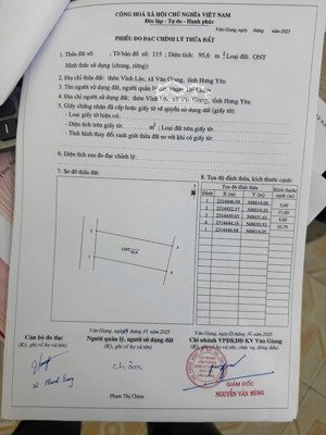 bán nhanh 95,6m2 vĩnh lộc, tân tiến, văn giang, hưng yên mặt tiền: 5,6m -hậu 5.6m