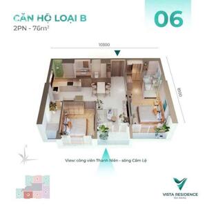  CỰC HIẾM – CĂN HỘ VISTA 2PN | 76m² | TẦNG 17 VIEW SÔNG HÀN 