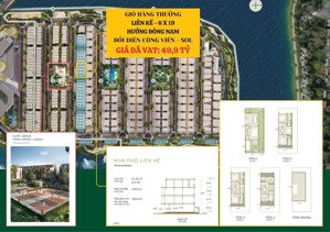 hot! sola - giỏ hàng thưởng nhà phố liền kề - 49,9 tỷ - hướng đn - đối diện công viên thể thao sol