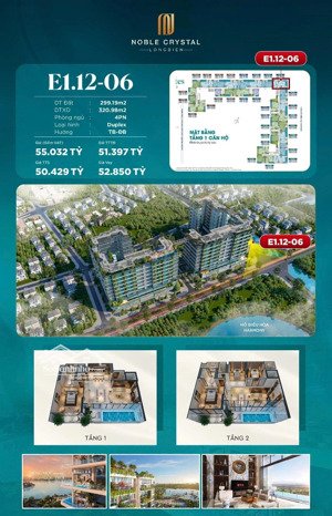 siêu phẩm noble crystal long biên vip 4pn 300m2 đơn giá chỉ 166tr/m2 thang máy riêng