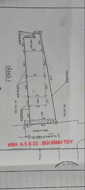 bán đất : 6.4 x 22 ( 113m ) bùi đình túy p.14 q. bình thạnh